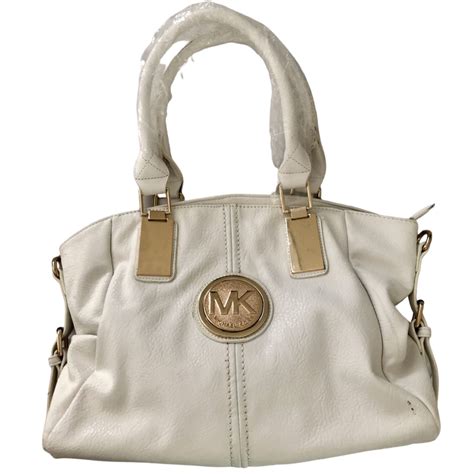 michael kors white purse with gold chain